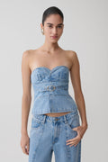 Tommy Strapless Denim Top With Buckle - Classic Blue