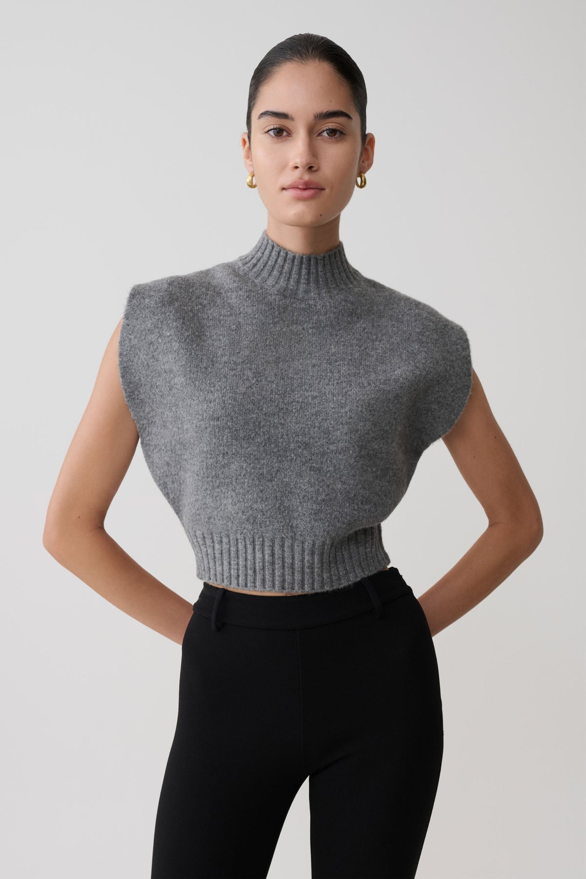 Niko Knit Oversized Top - Charcoal