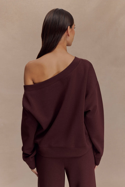 Aiden Slouchy Crew Jumper - Chocolate