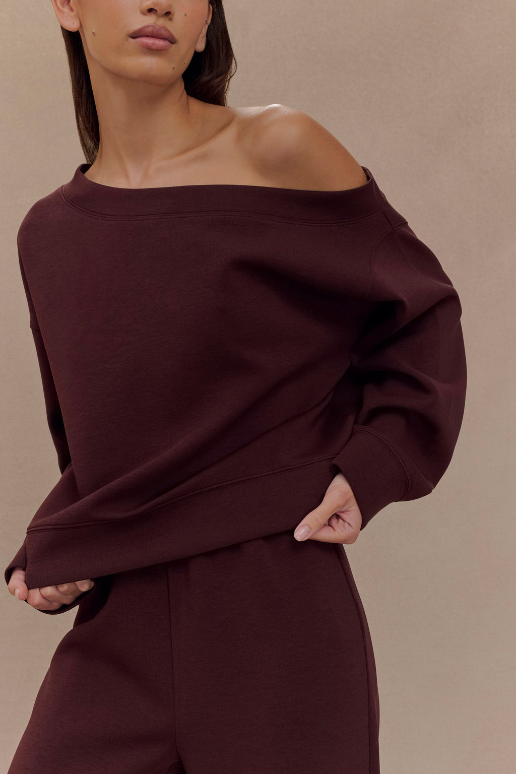 Aiden Slouchy Crew Jumper - Chocolate