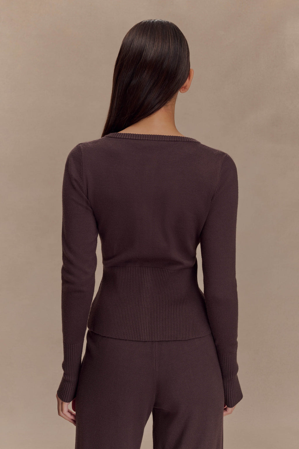 Reese Fitted Knit Cardigan - Dark Chocolate