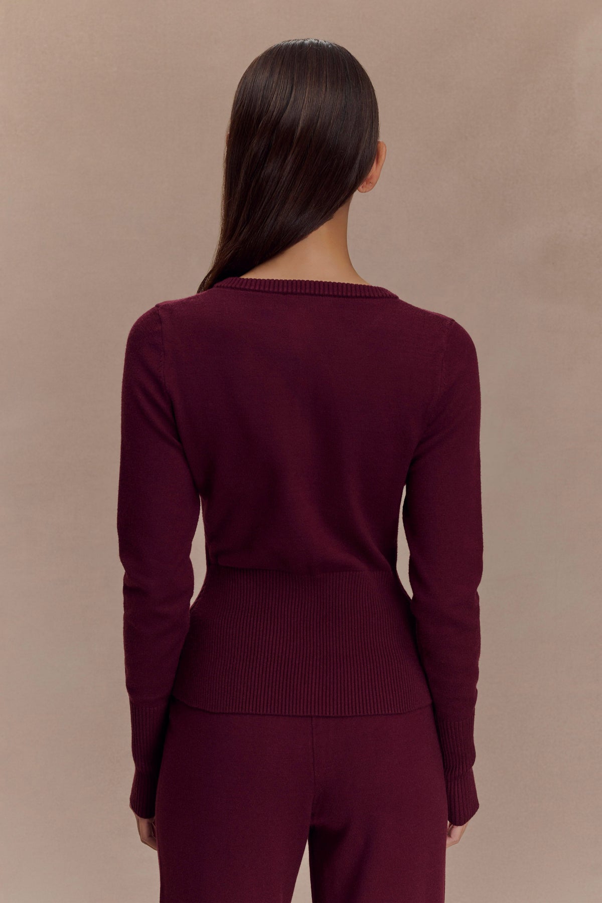 Reese Fitted Knit Cardigan - Merlot
