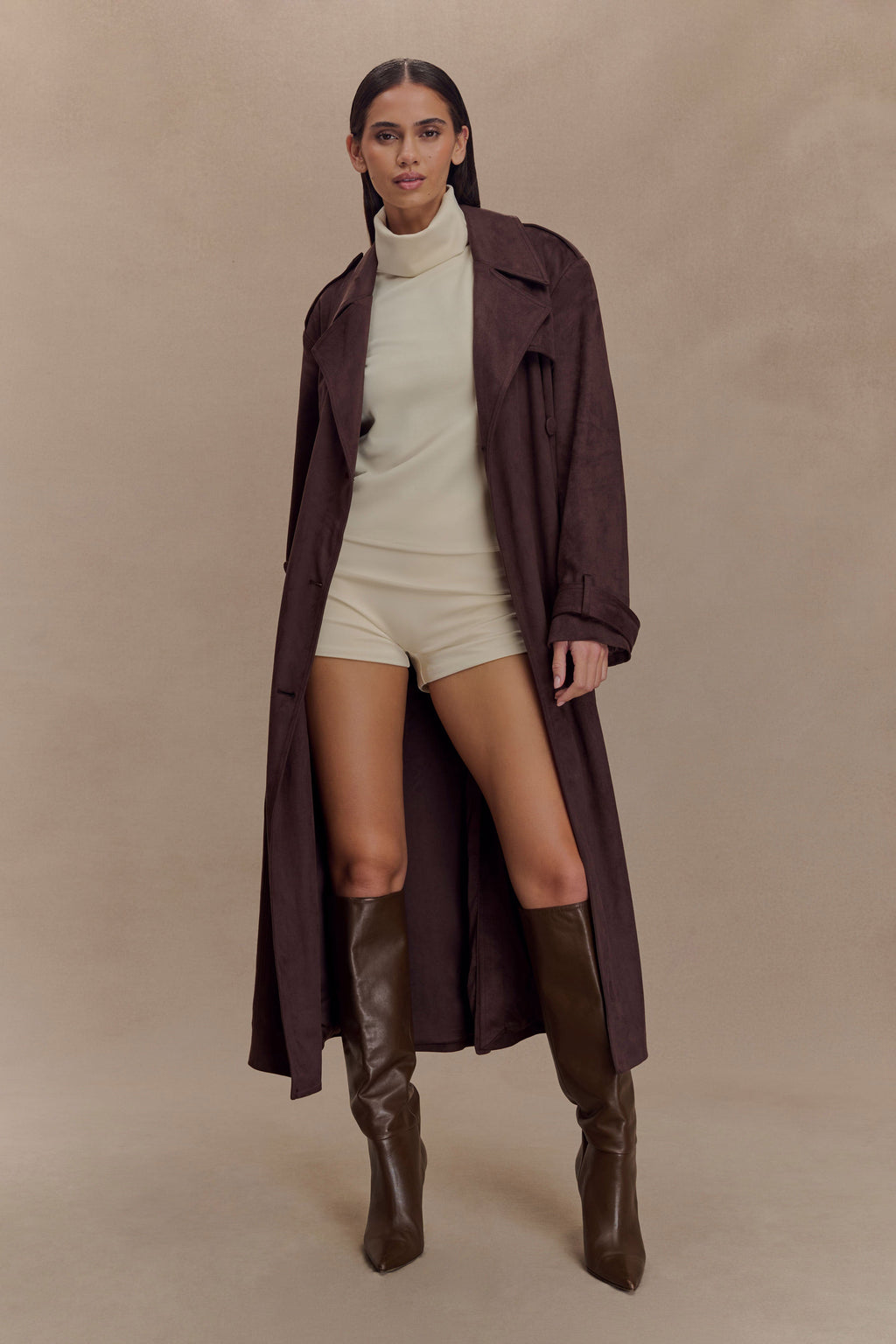 Marc Faux Suede Coat - Cocoa Chocolate