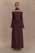 Heidi Strapless Knit Scarf Maxi Dress - Dark Chocolate