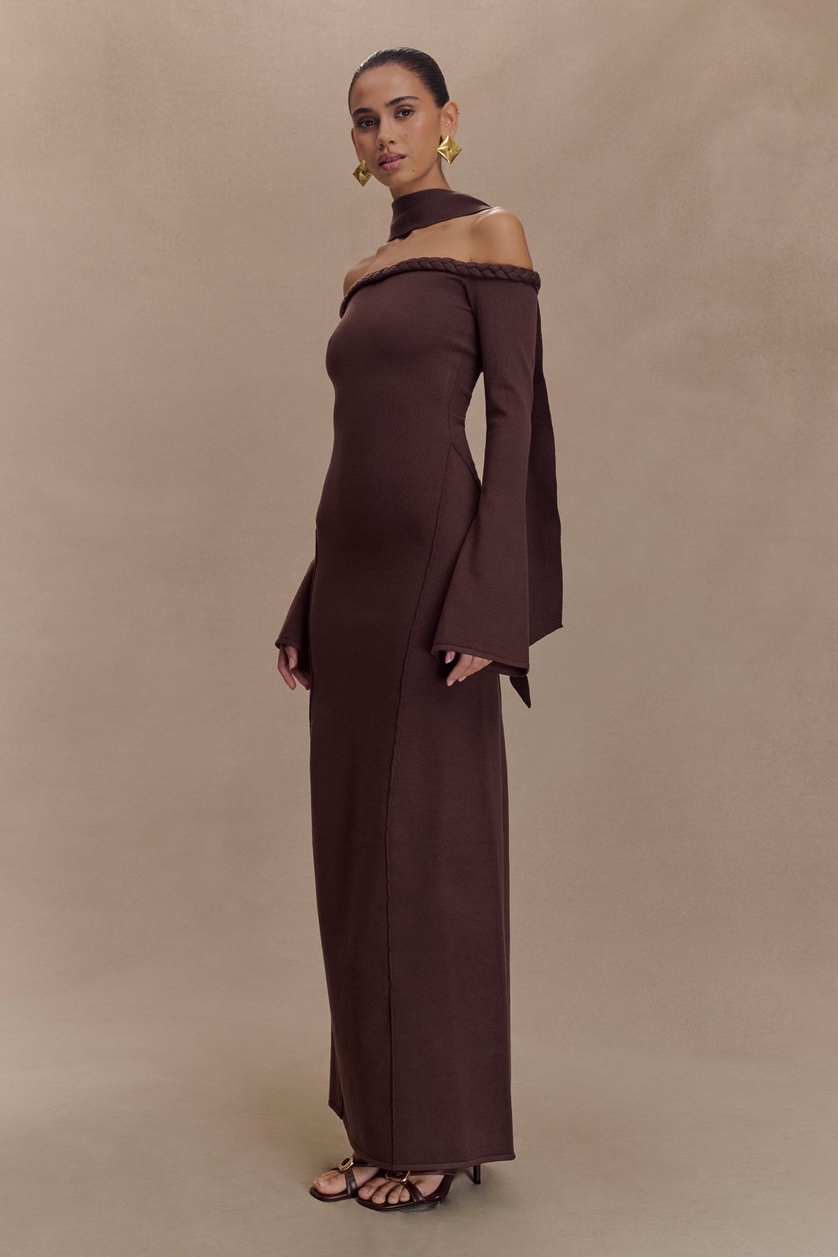 Heidi Strapless Knit Scarf Maxi Dress - Dark Chocolate