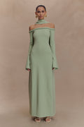 Heidi Strapless Knit Scarf Maxi Dress - Pastel Green