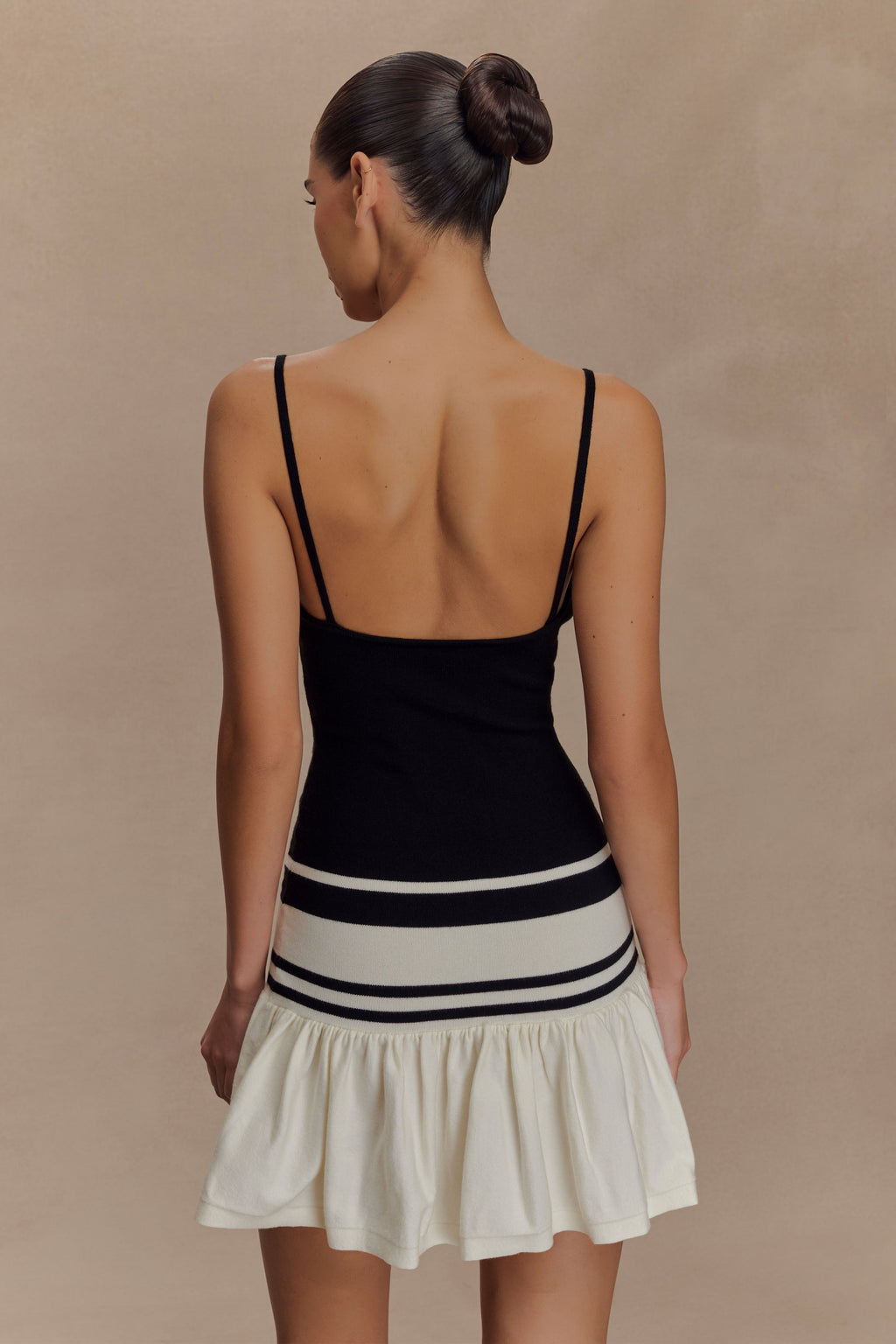 Ellison Contrast Knit Mini Dress - Black/White