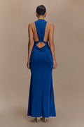 Elke Slinky V Neck Maxi Dress - Cobalt