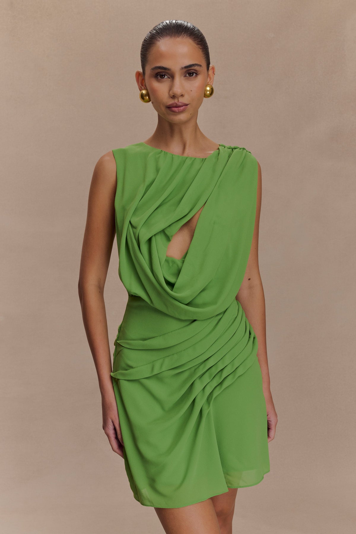 Oria Chiffon Mini Dress - Green