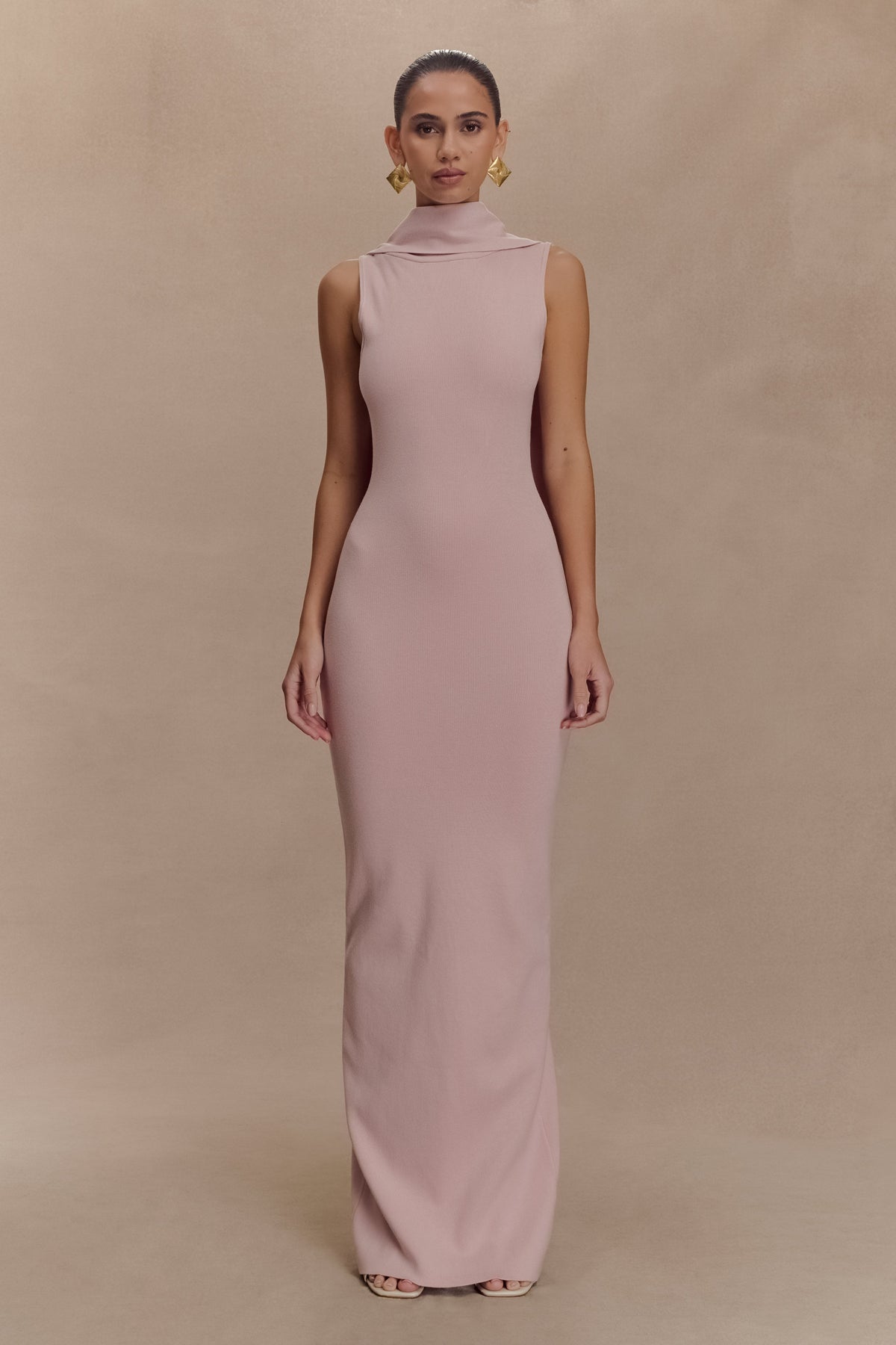 Darby Knit Scarf Maxi Dress - Pale Pink