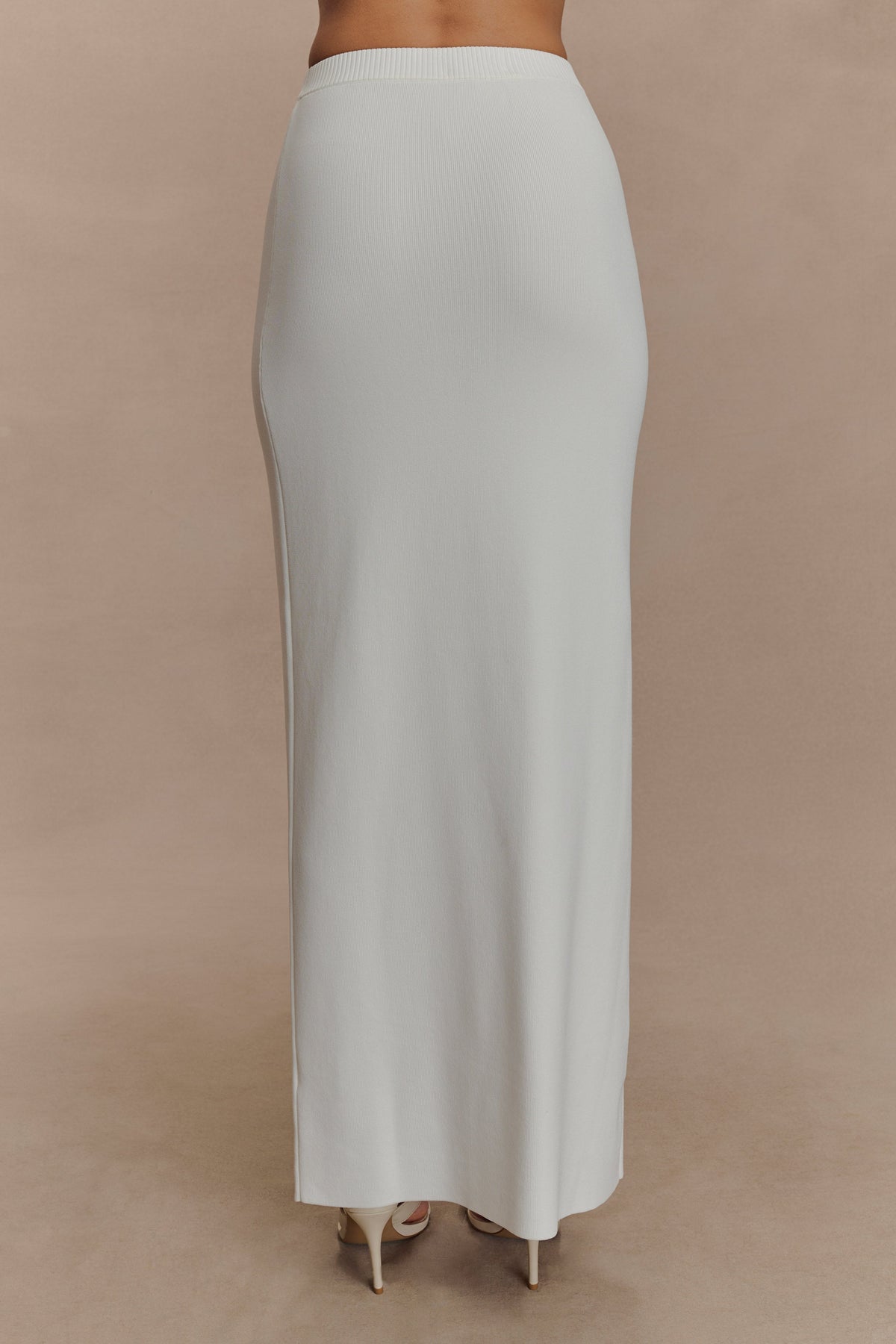 Francisca Mid Rise Knit Maxi Skirt - White