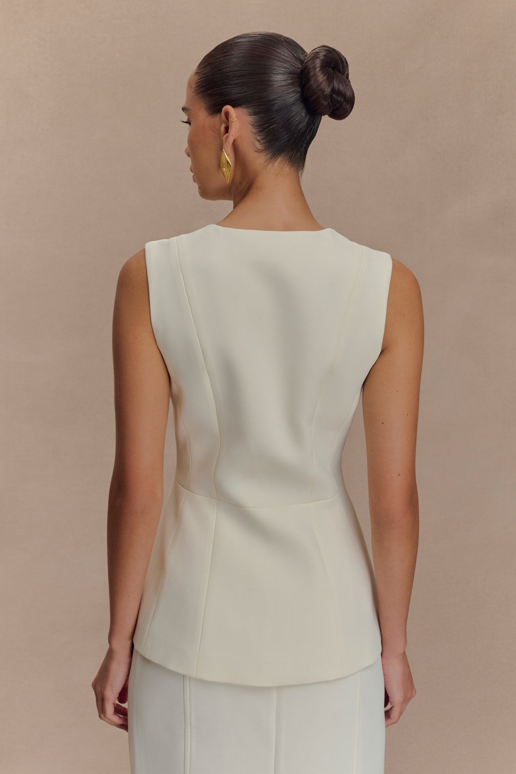 Angelie Suiting Vest Top - Ivory