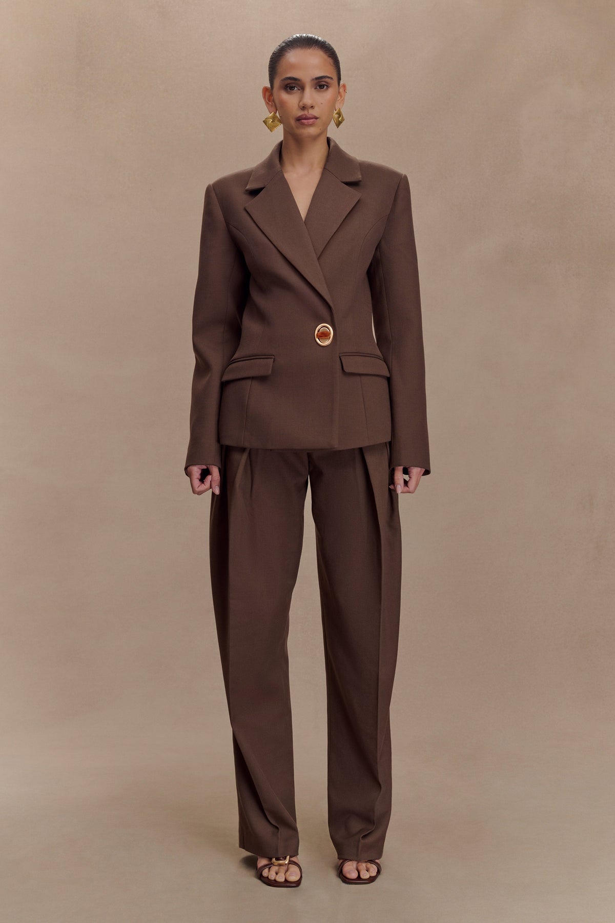 Max Cinched Waist Blazer - Chocolate