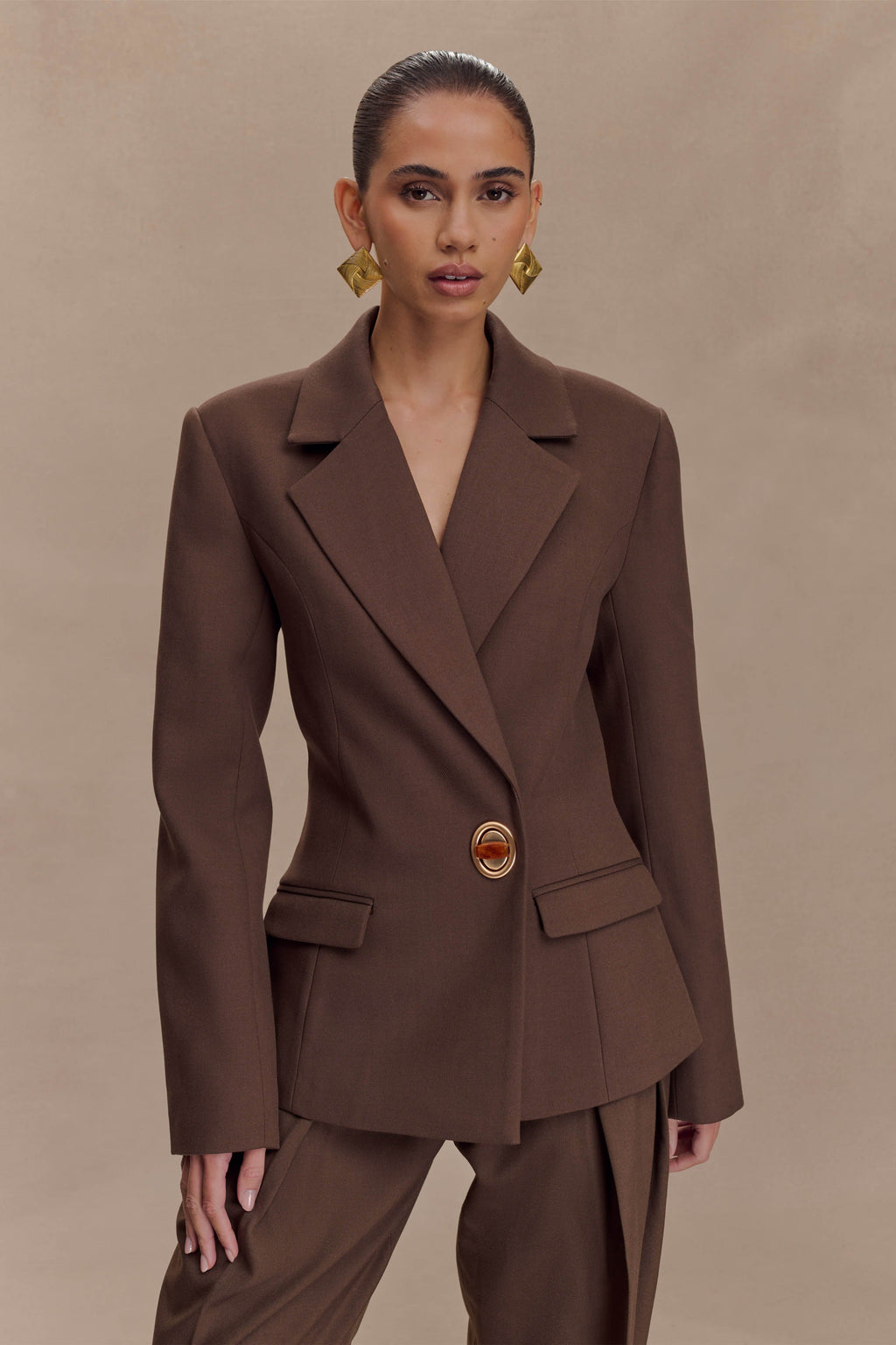 Max Cinched Waist Blazer - Chocolate