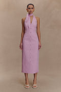 Simona Halter Neck Midi Dress - Blush Pink