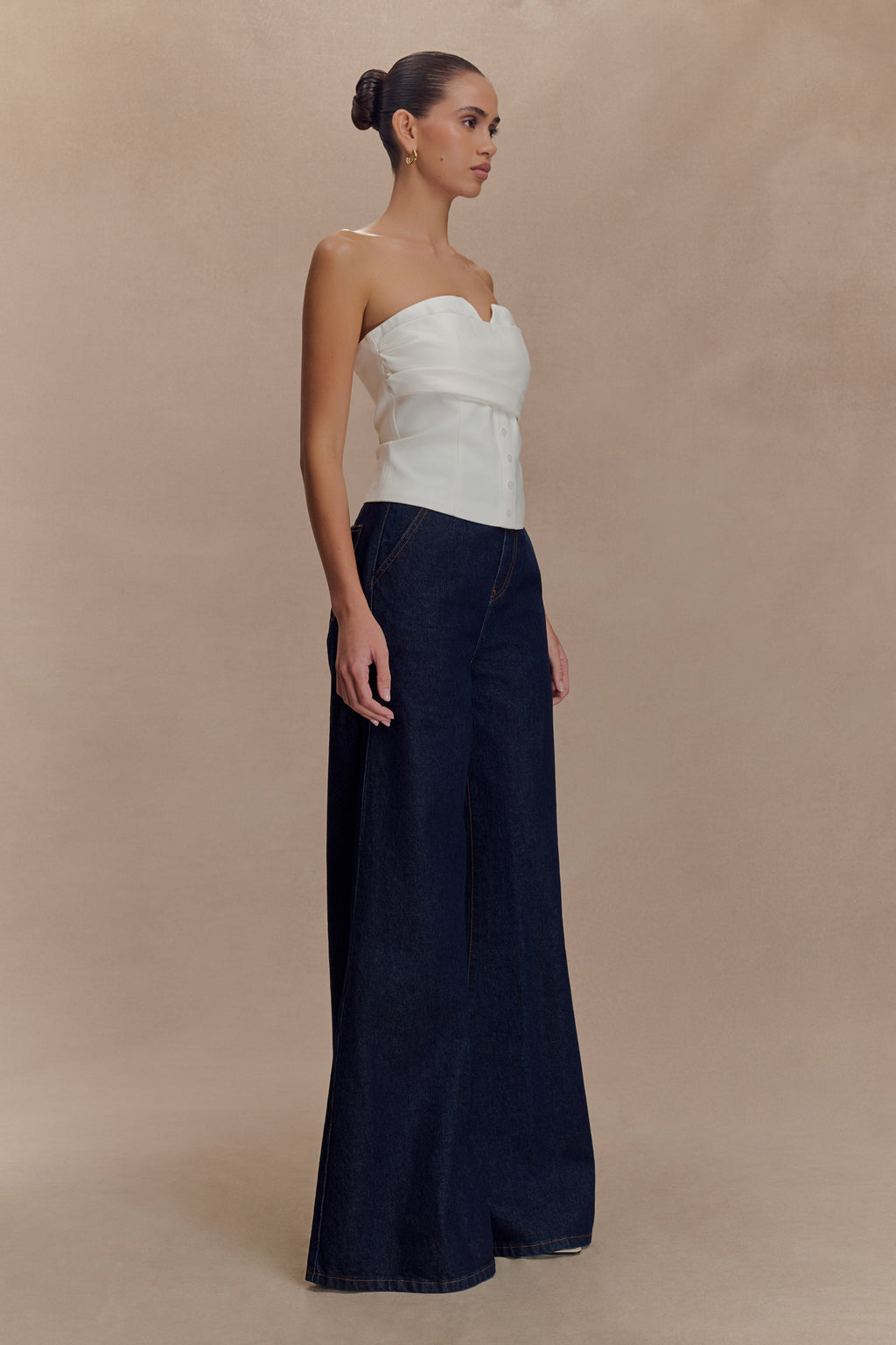 Zillah Strapless Cotton Top - White