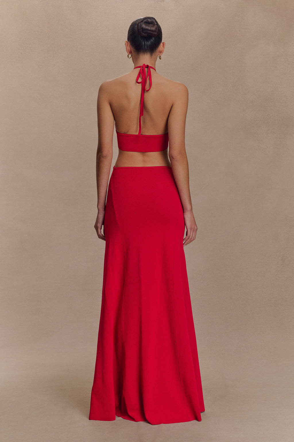 Marlowe Halter Knit Maxi Dress - Red