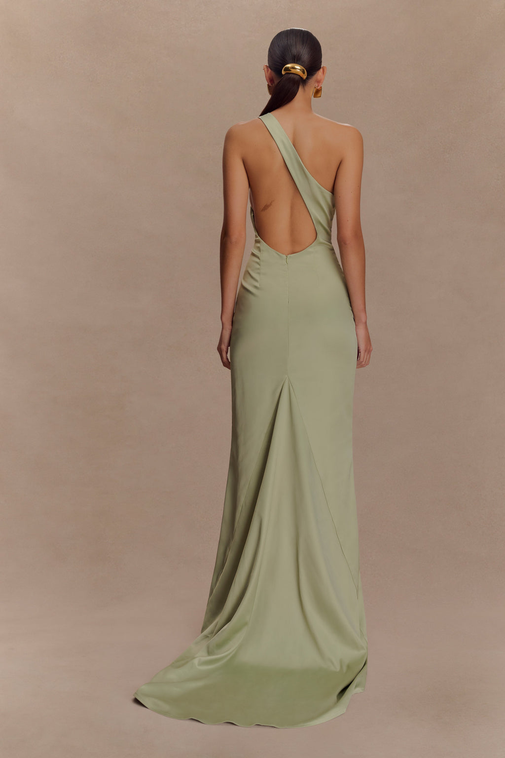 Harper One Shoulder Gown - Sage