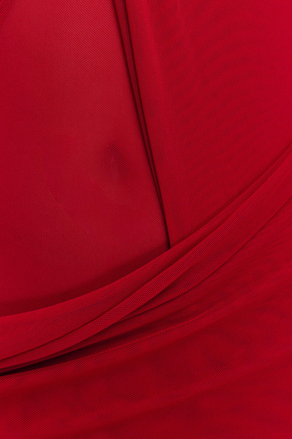 Edwina Knotted Mesh Maxi Dress - Red