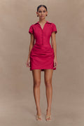 Tarryn Collared Cotton Mini Dress - Dragonfruit
