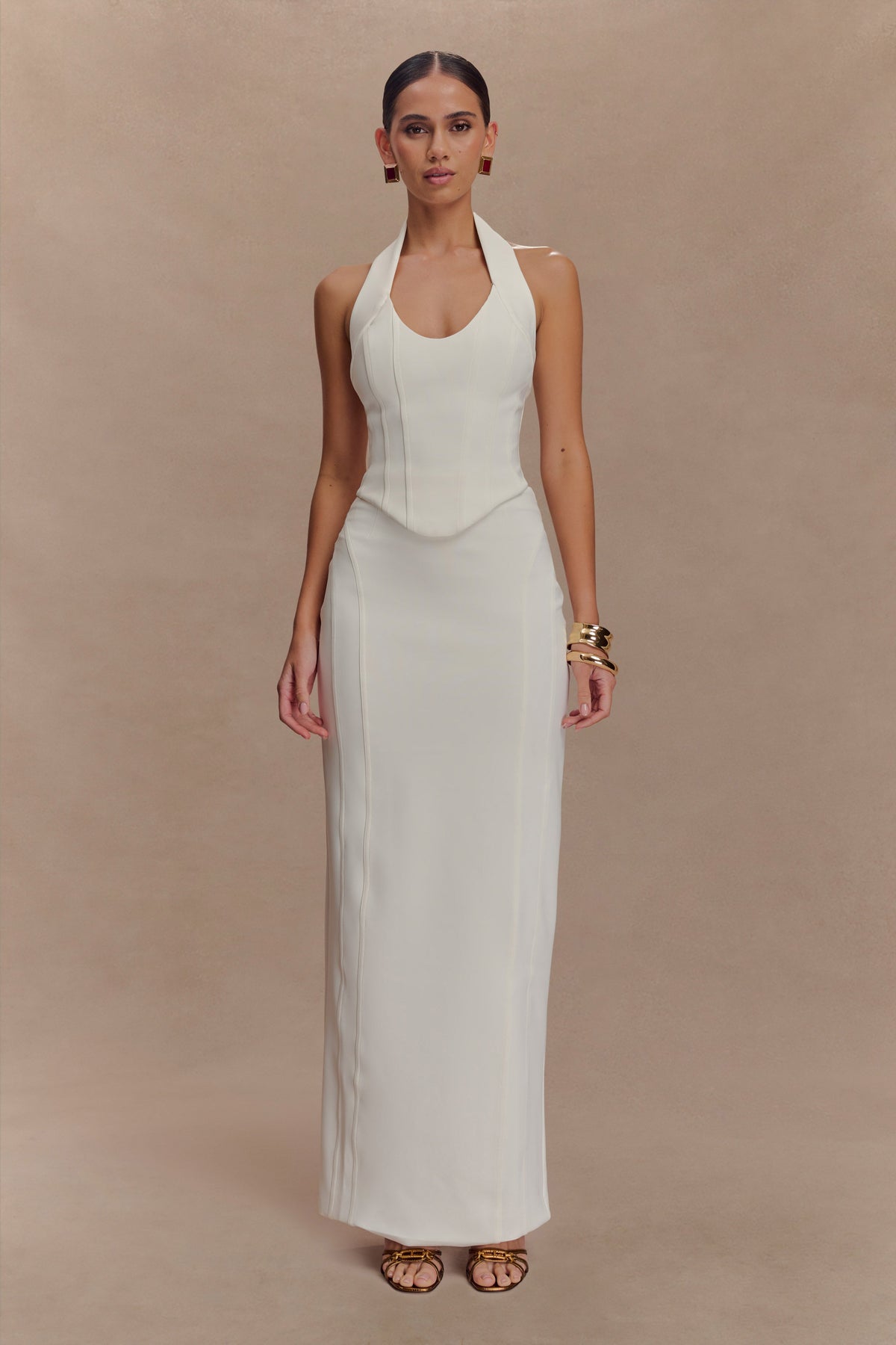 Alma High Waist Maxi Skirt - White