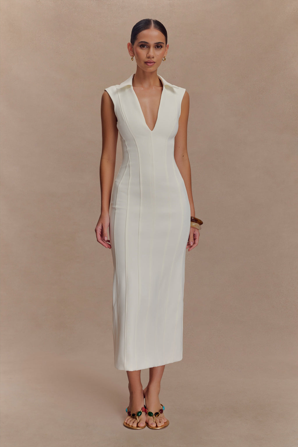 Keagan Sleeveless Midi Dress - Ivory