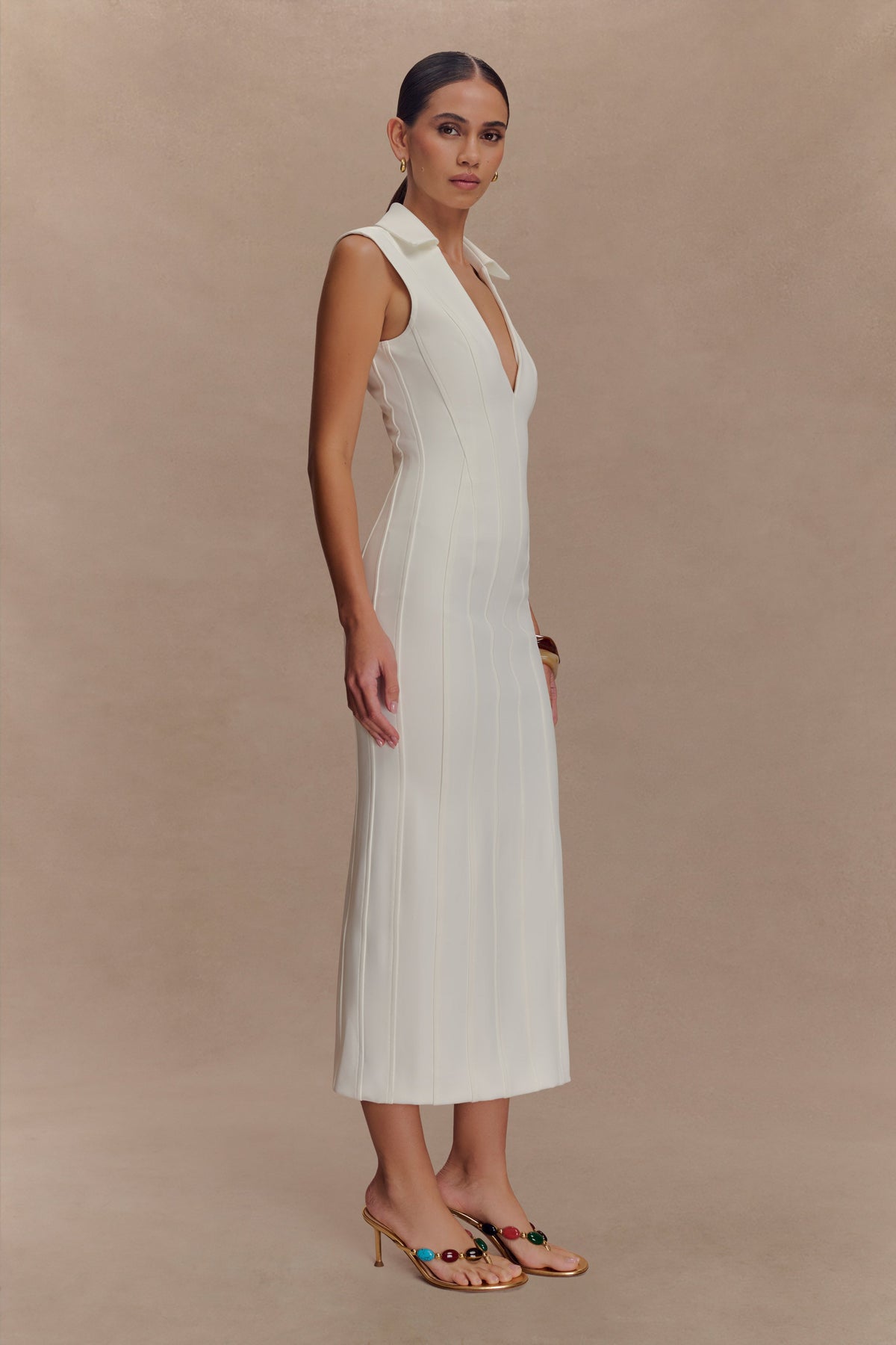 Keagan Sleeveless Midi Dress - Ivory