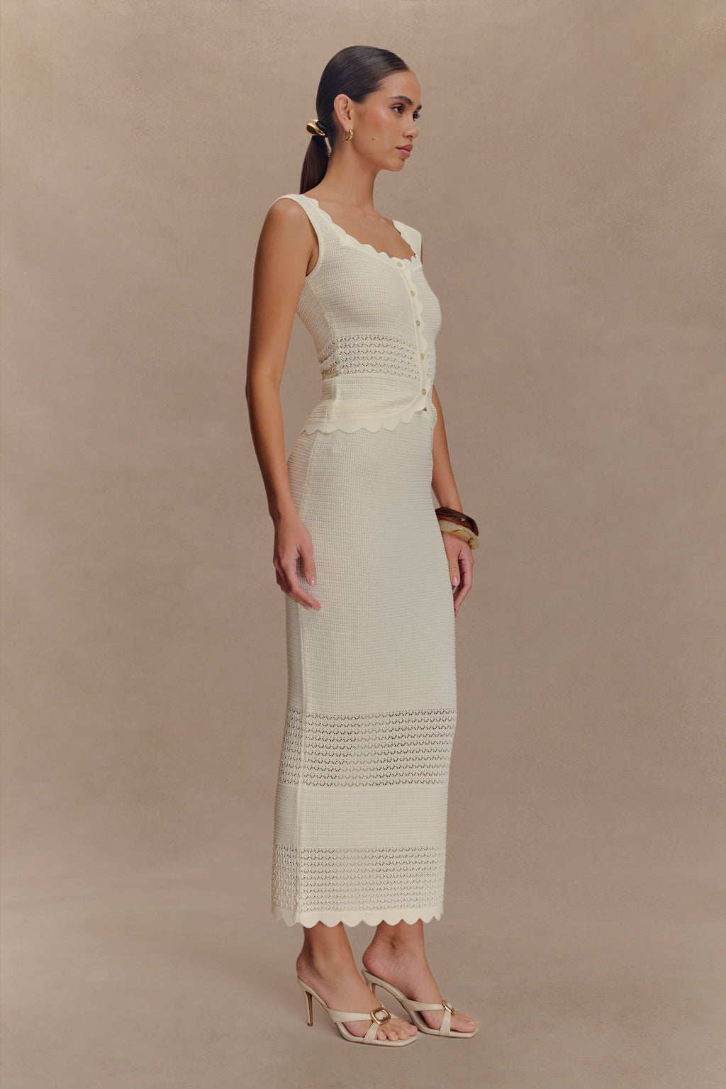 Madeline Scallop Knit Top - Ivory