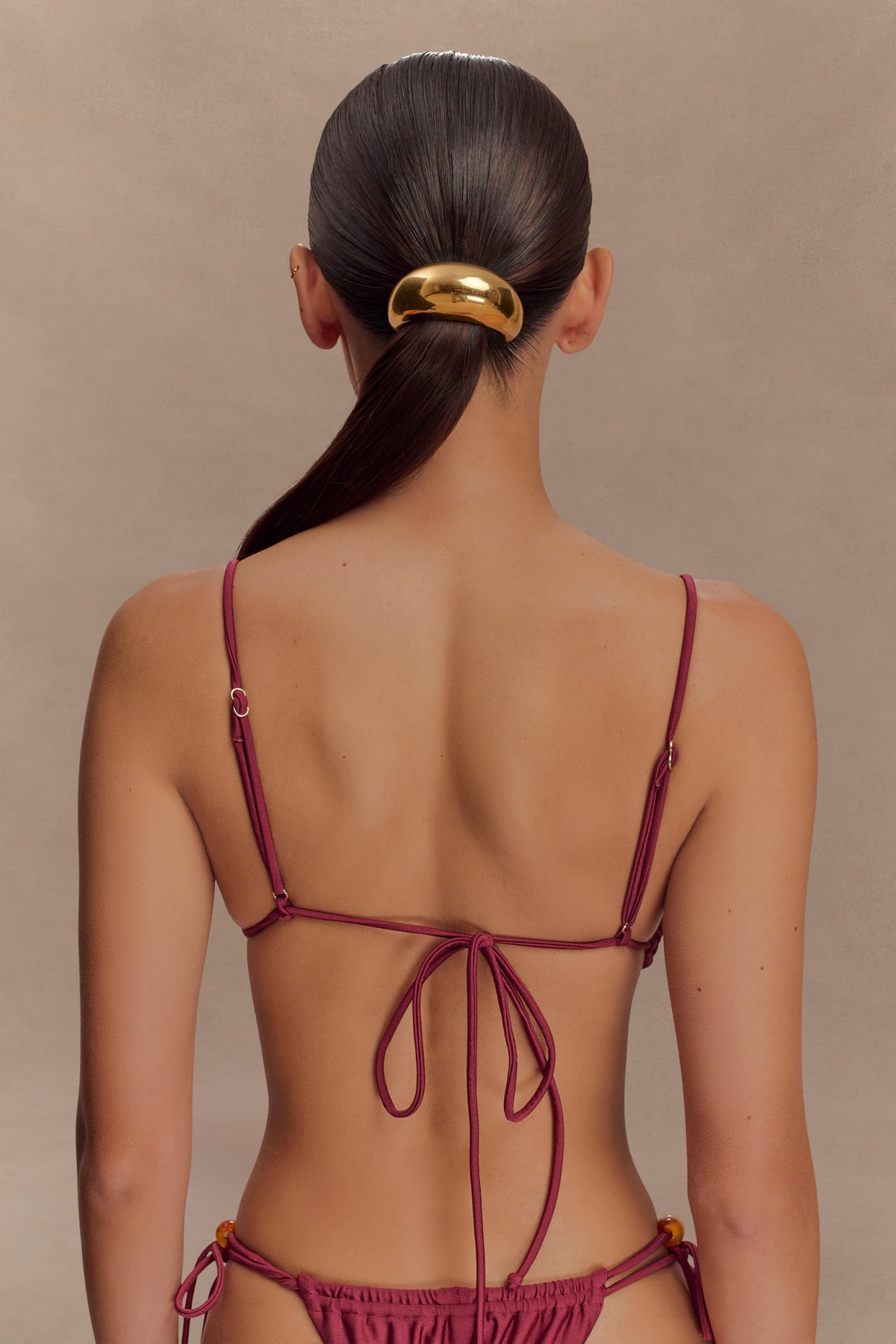 Memphis Beaded Bikini Top - Wine