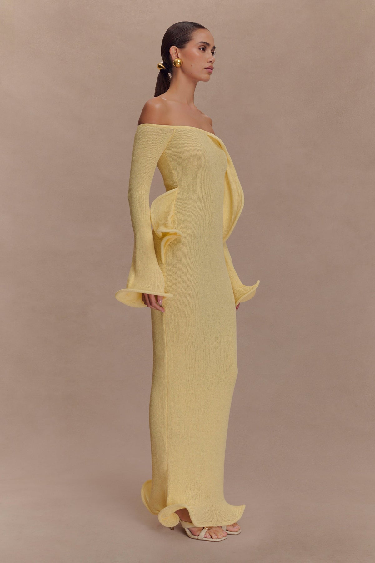 Sandrine Off Shoulder Knit Maxi Dress - Lemon