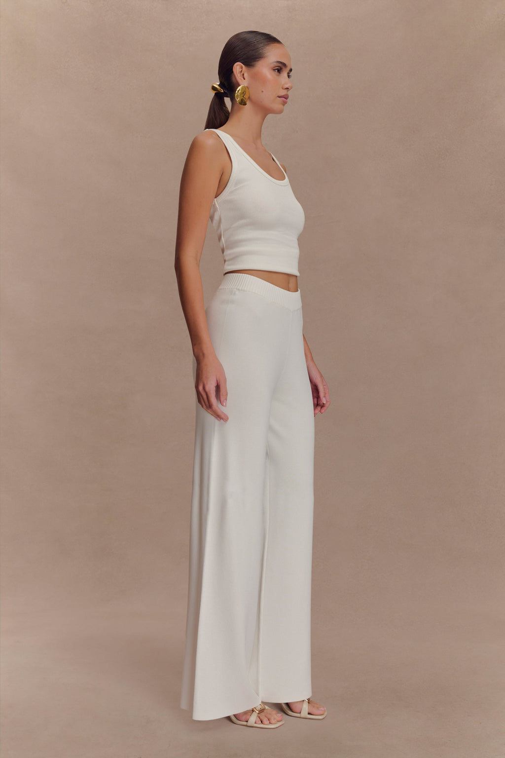 Fabiana Wide Leg Knit Pant - White