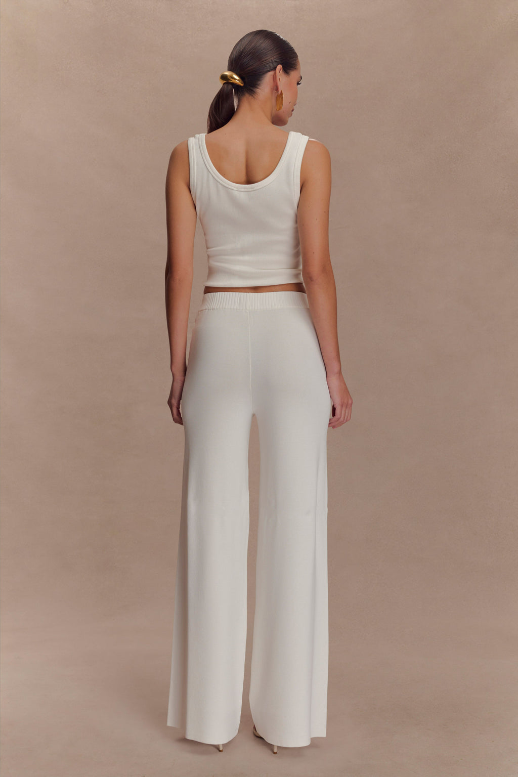 Fabiana Wide Leg Knit Pant - White