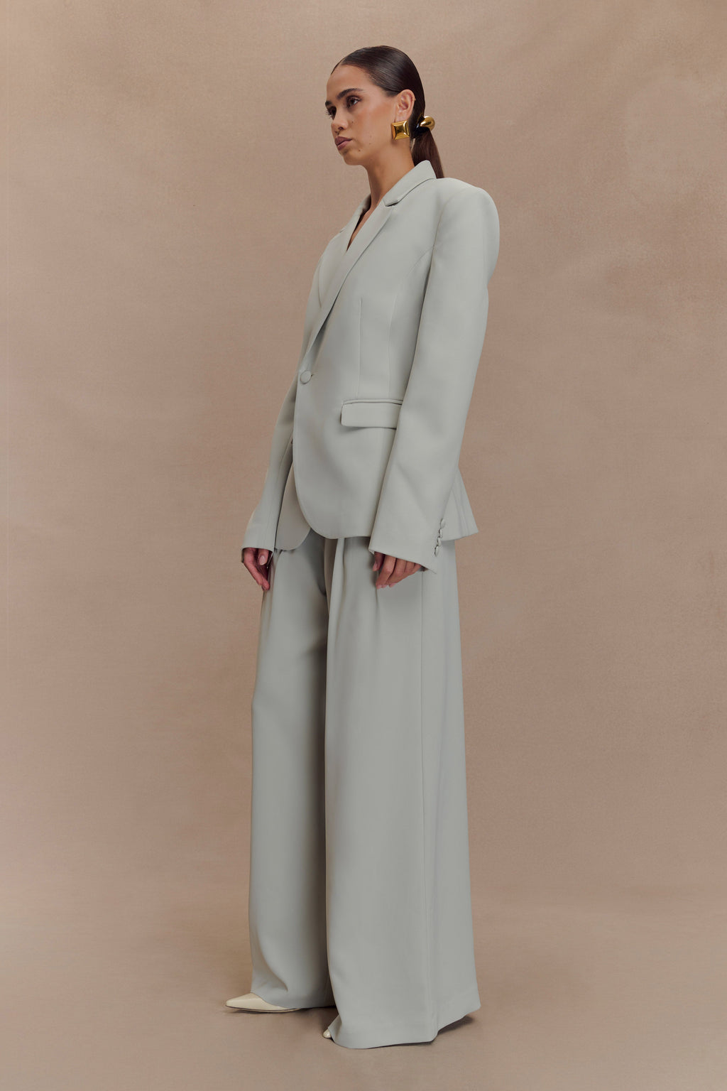 Jameson Cinched Suiting Blazer - Light Sage