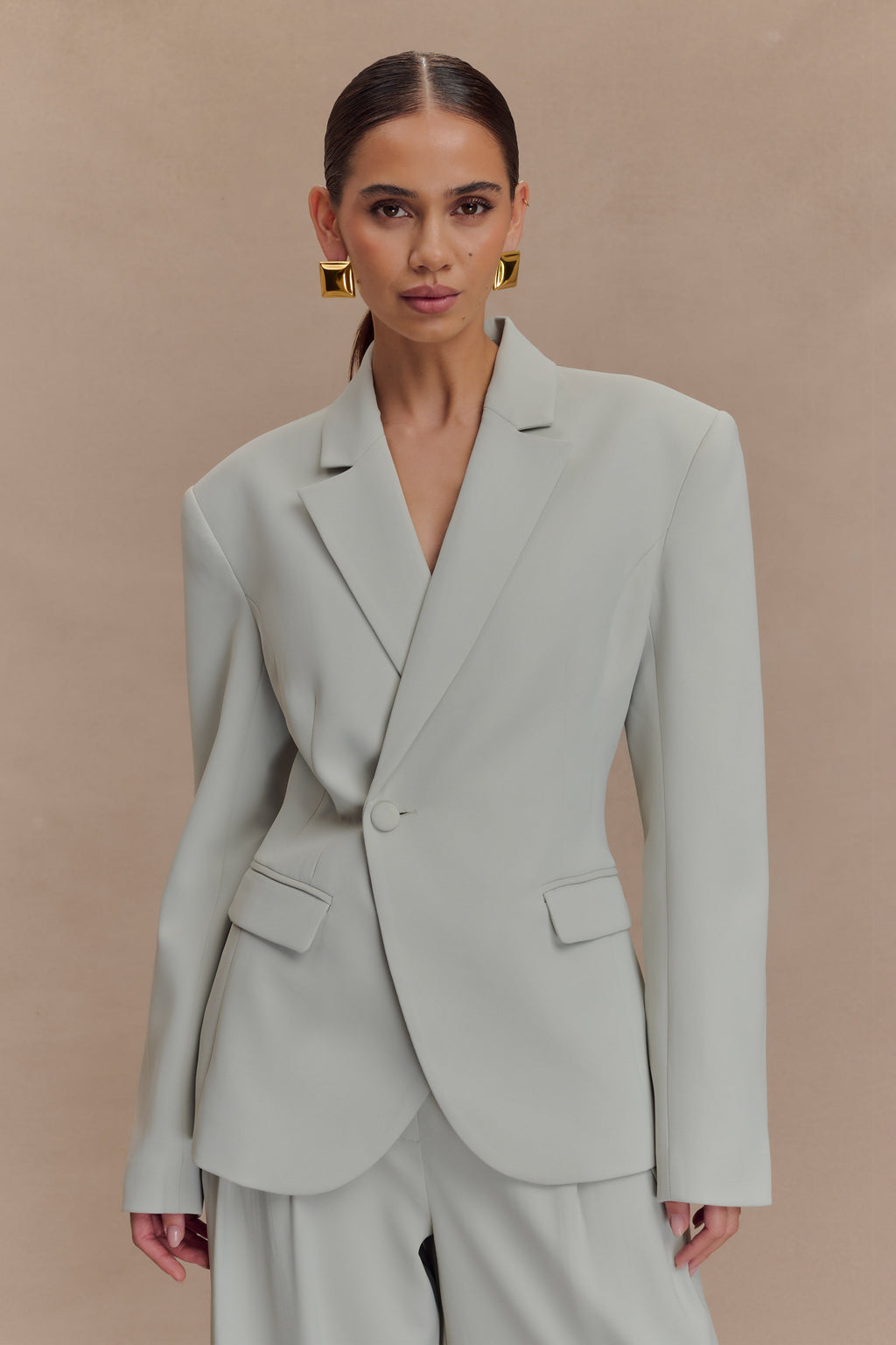 Jameson Cinched Suiting Blazer - Light Sage