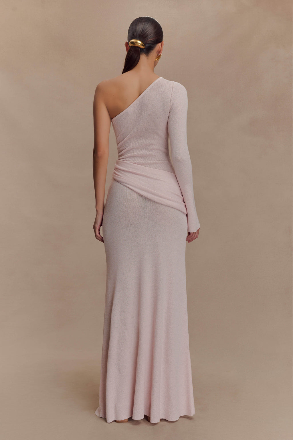 Alexius One Shoulder Knit Maxi Dress - Dusty Pink