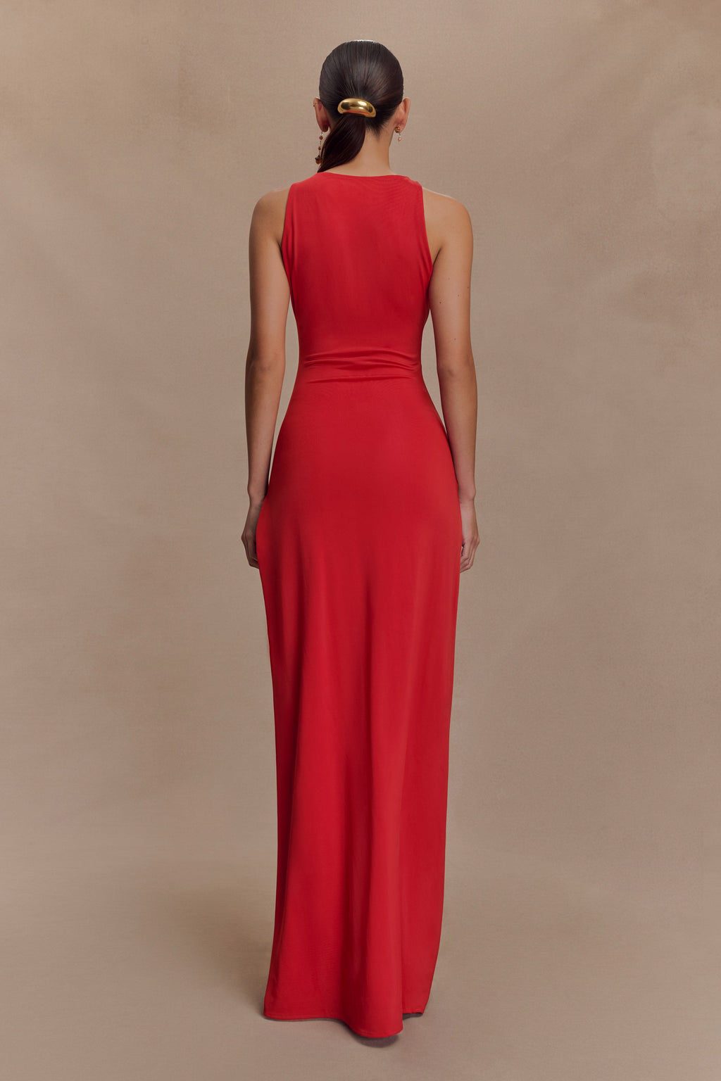 Kaiden Slinky Beaded Maxi Dress - Desert Red