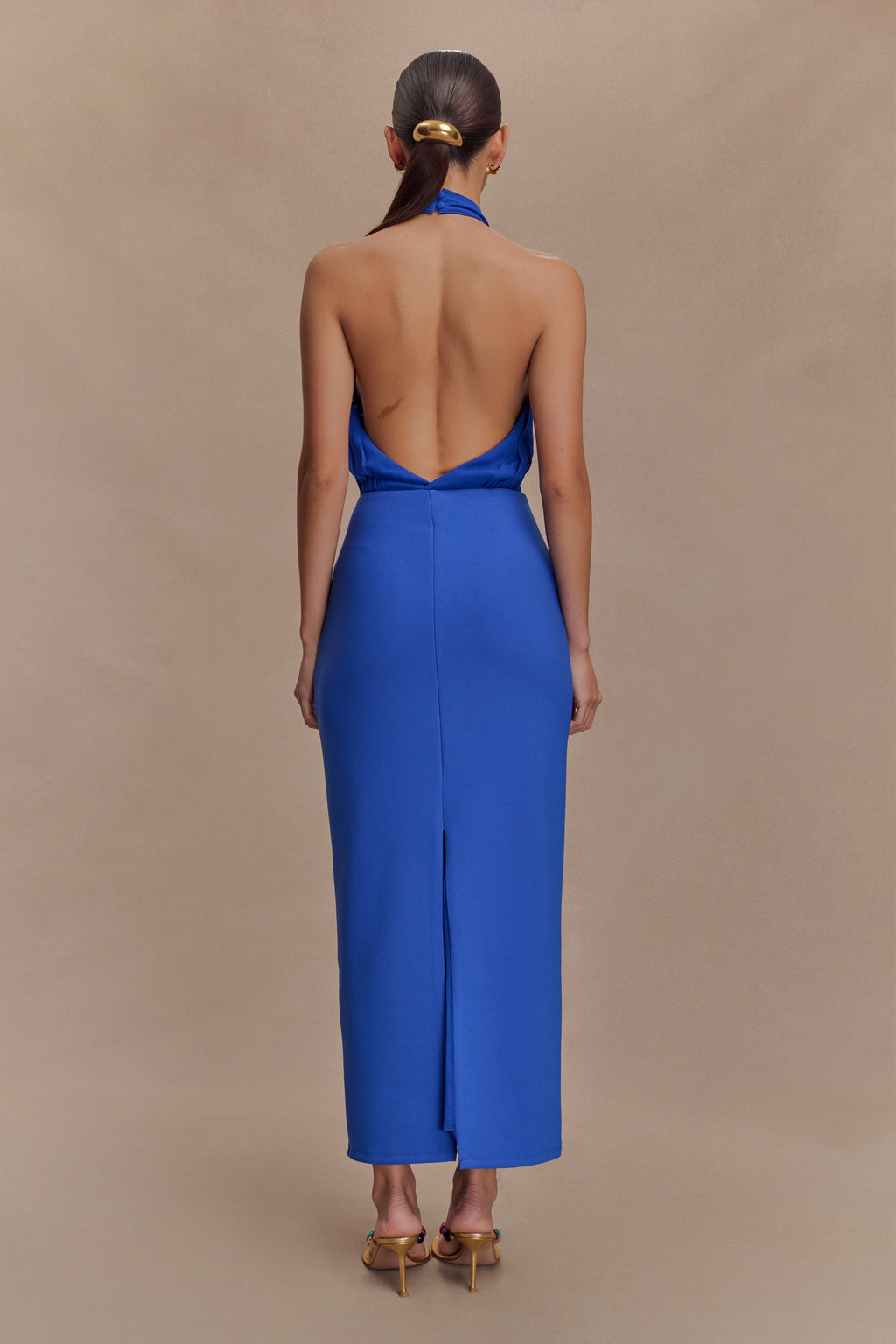 Mierah Halter Midi Dress - Cobalt Blue