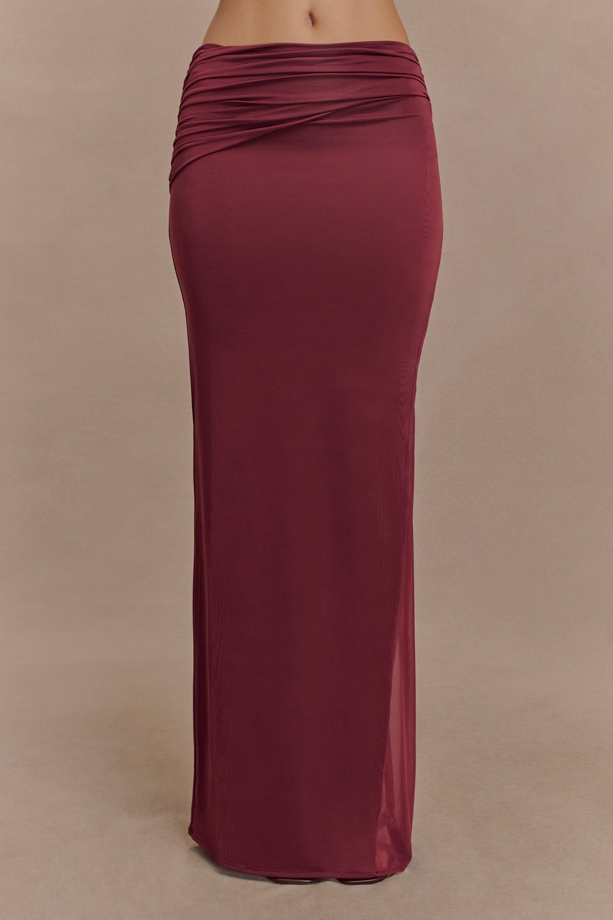 Judy Slinky And Mesh Maxi Skirt - Wine