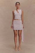 Alicent Slinky Beaded Top - Pale Pink