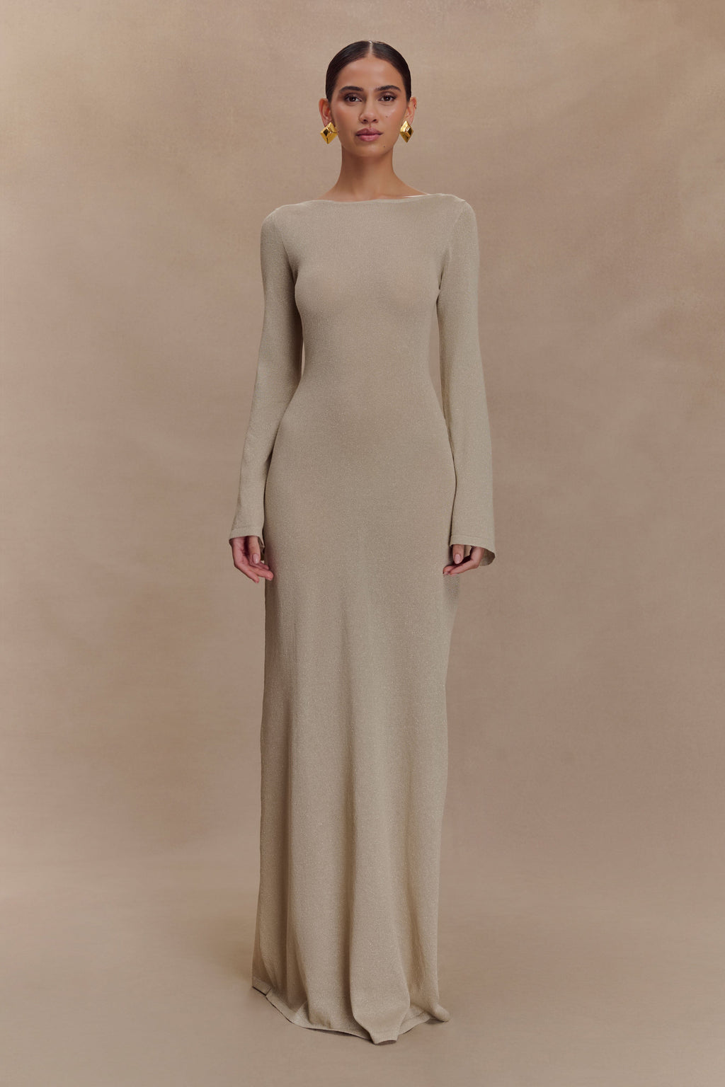 Atticus Knit Maxi Dress With Sequin - Gold