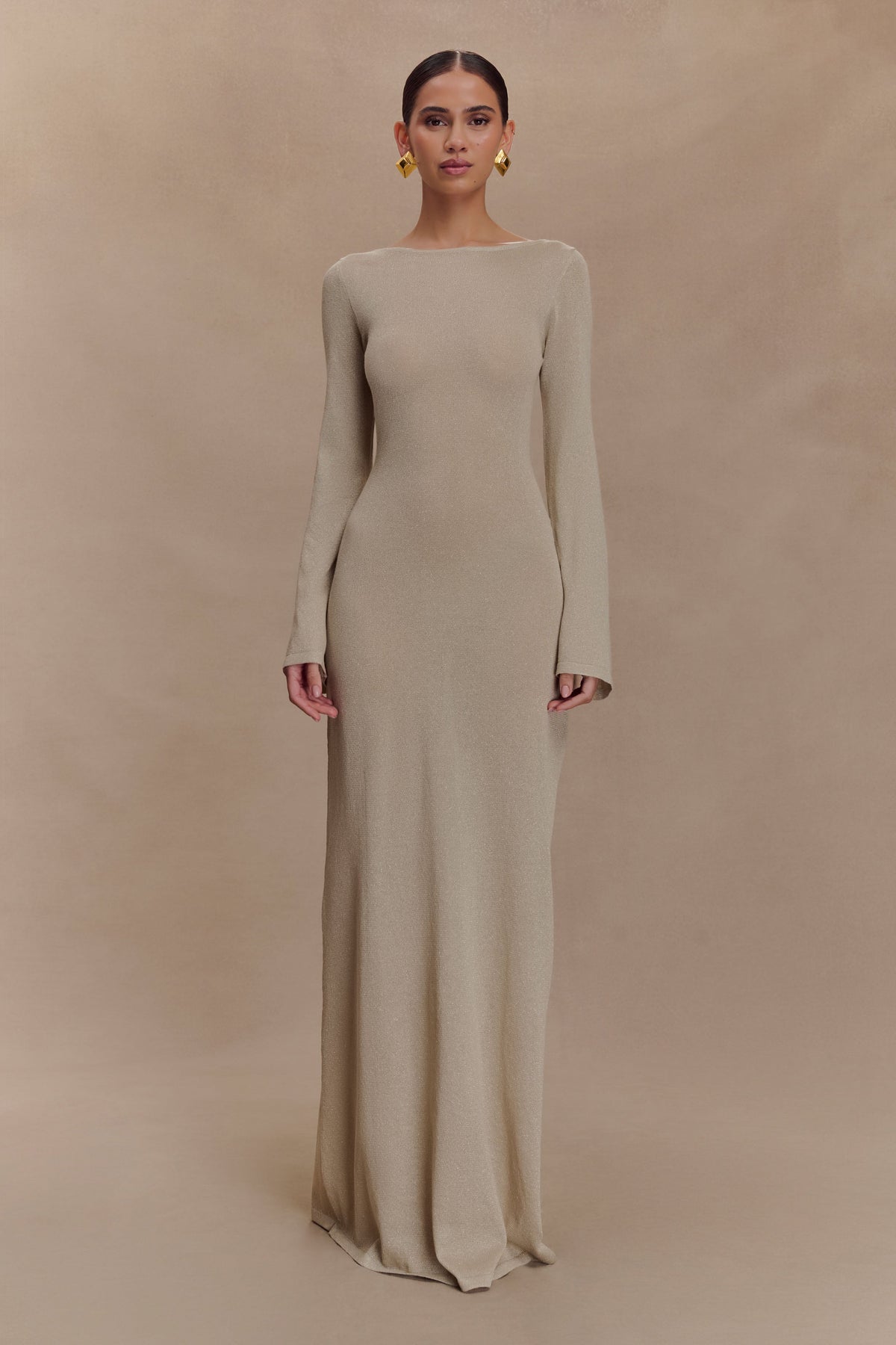 Atticus Knit Maxi Dress With Sequin - Gold