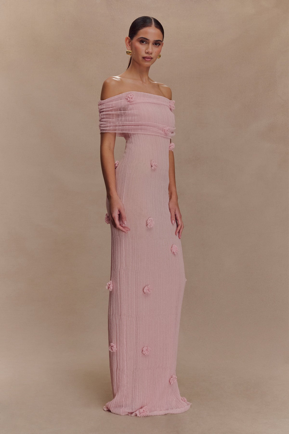 Brynn Orchid Knit Maxi Dress - Pastel Pink