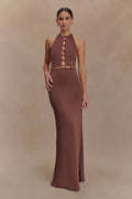 Albion Beaded Slinky Maxi Dress - Chocolate