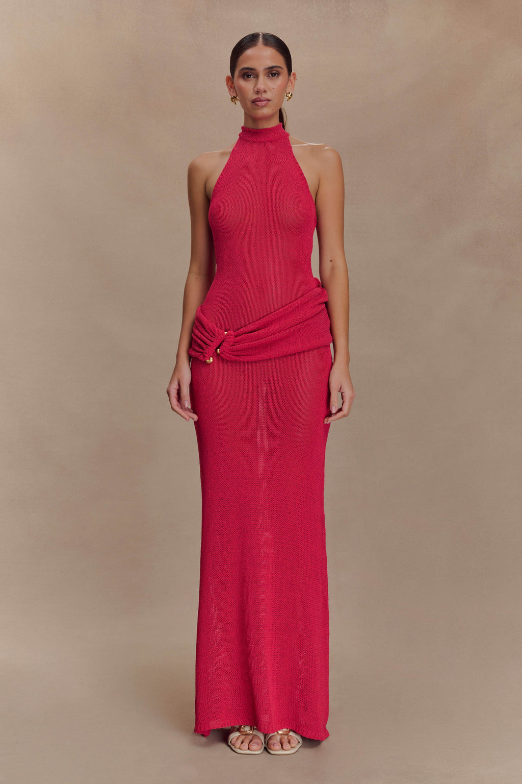 Reece Halter Knit Maxi Dress - Dragonfruit