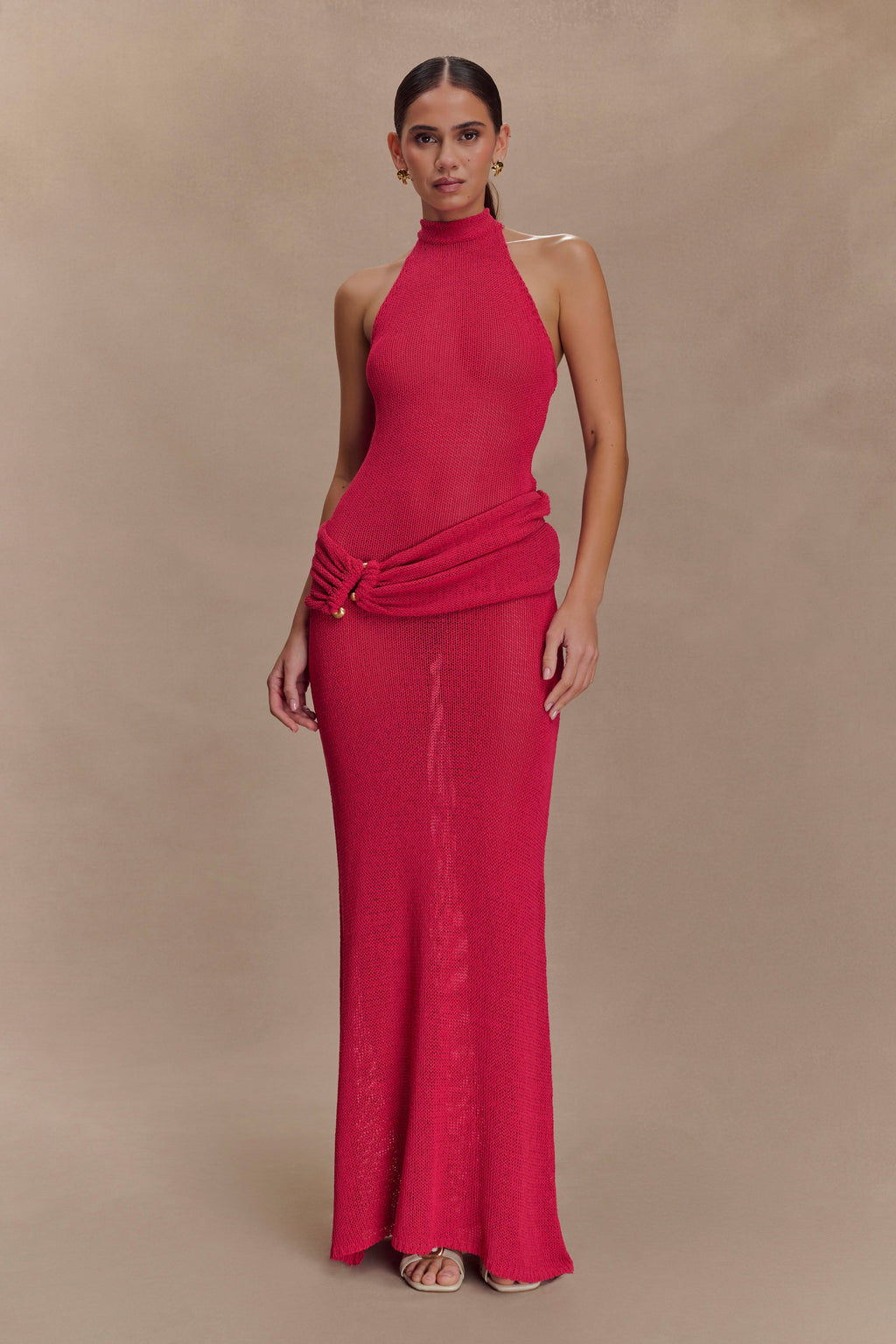 Reece Halter Knit Maxi Dress - Dragonfruit