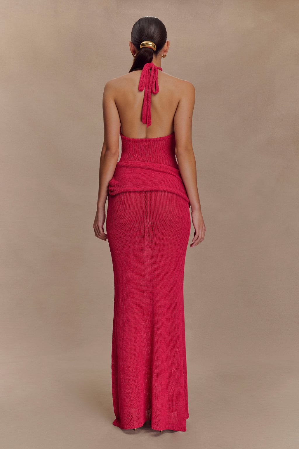 Reece Halter Knit Maxi Dress - Dragonfruit