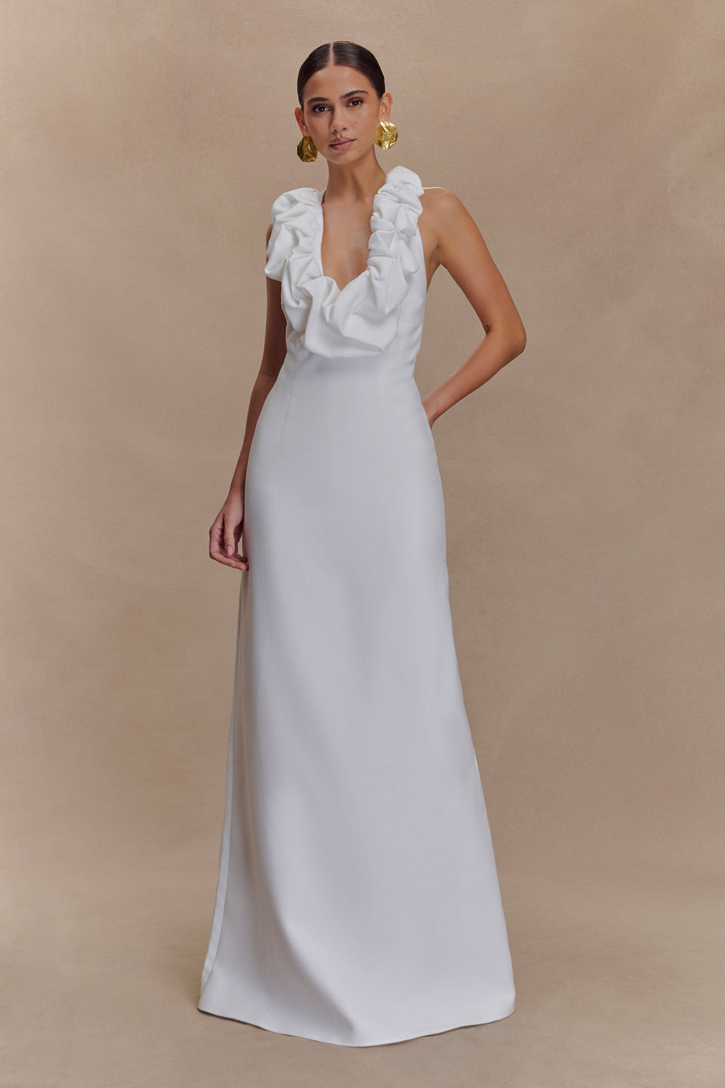 Carolyn Linen Bubble Maxi Dress - White