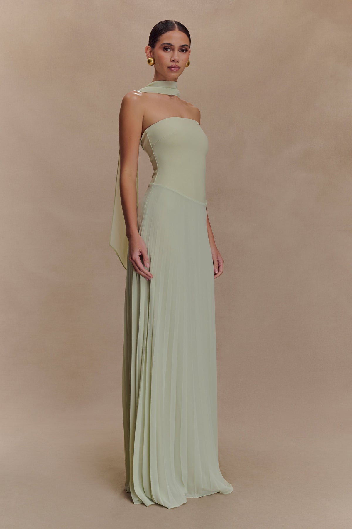 Caira Chiffon Scarf Maxi Dress - Sage