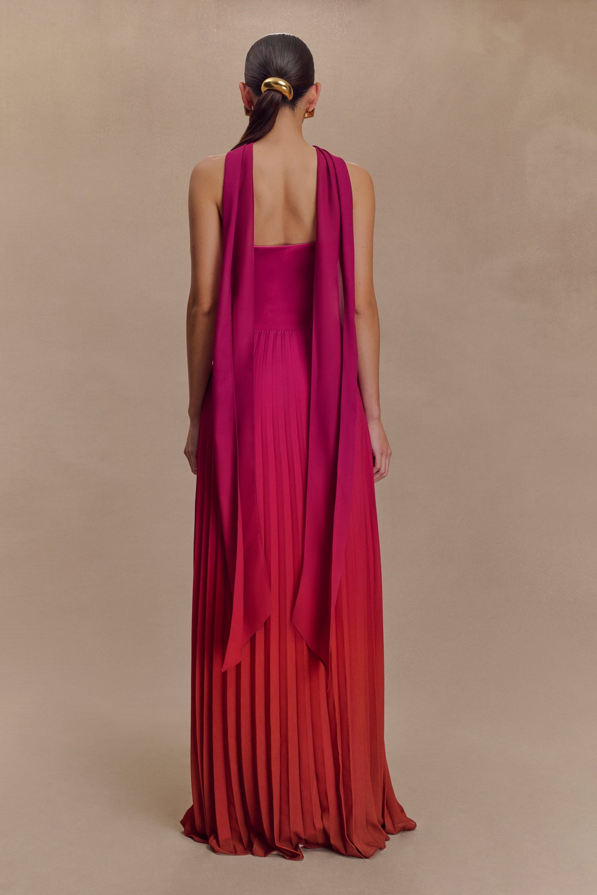 Caira Chiffon Scarf Maxi Dress - Ombre Dark Pink