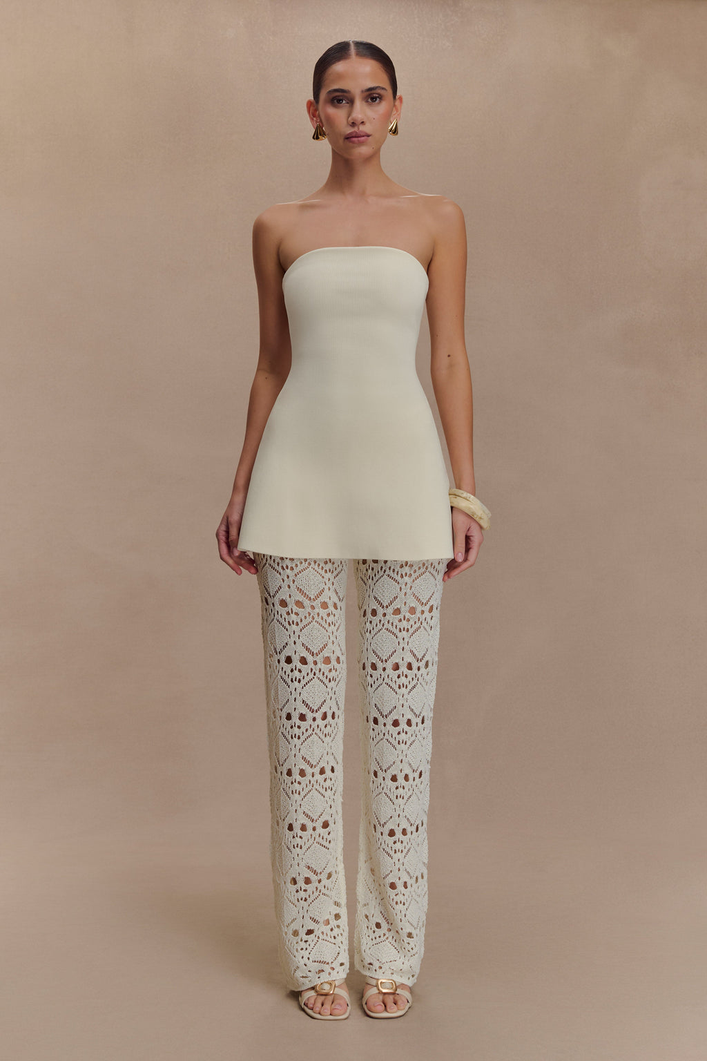 Trena Crochet Knit Pants - Ivory